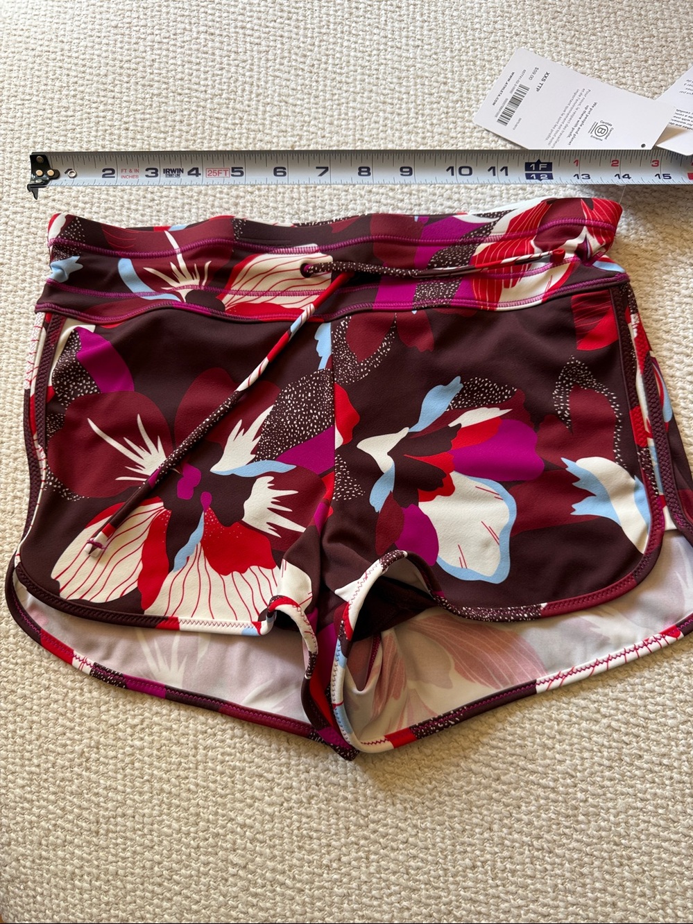 Athleta Burgundy Floral Tankini with Matching Swim Shorts NWT 34D / 34DD -XXS - Picture 8 of 11